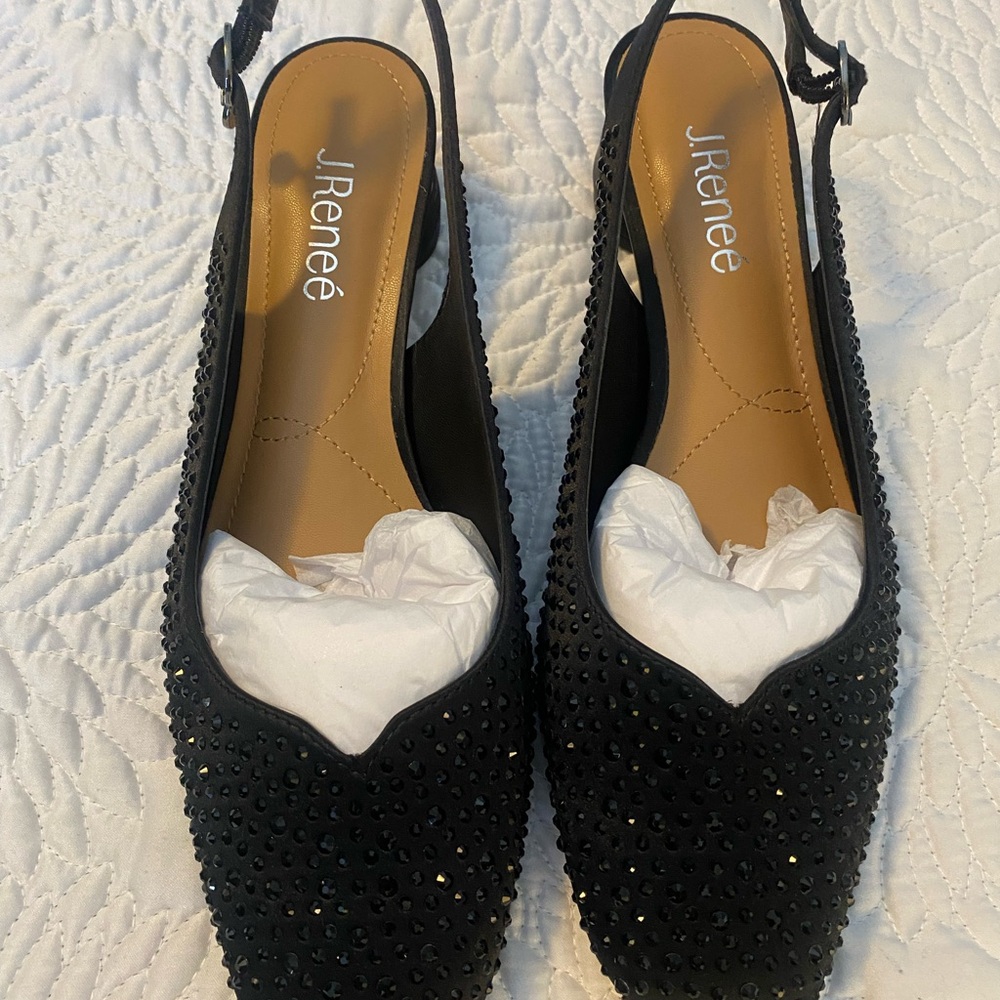 J.Renee Black Embellished Slingback Heels - Picture 9 of 12